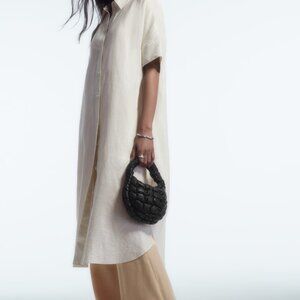 COS - Oversized Metallic Linen Maxi Shirt Dress - sz 34 - NWT